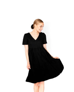 Linen Layer Dress Black - IVALO.COM