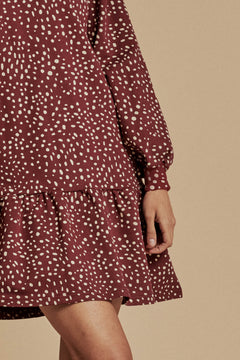 Ruffle Mekko Wild Dots Burgundi