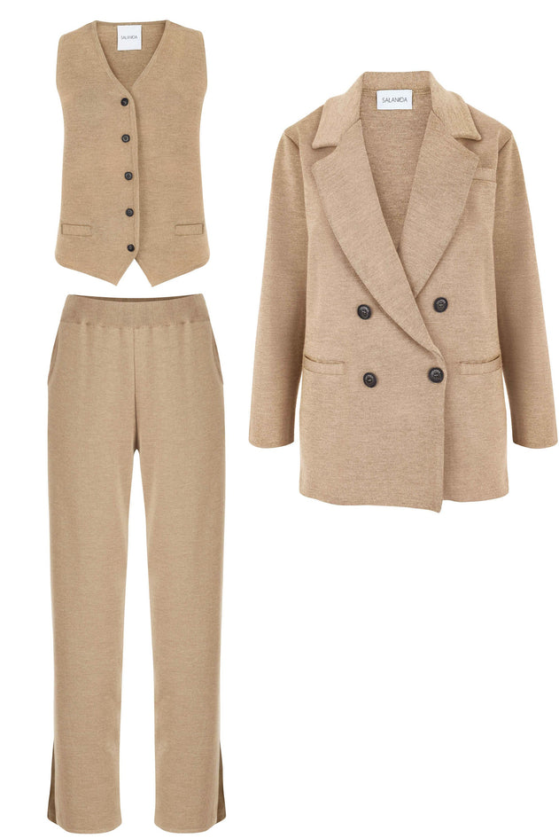 Ora, Forza & Galante Merino Co-ord Beige