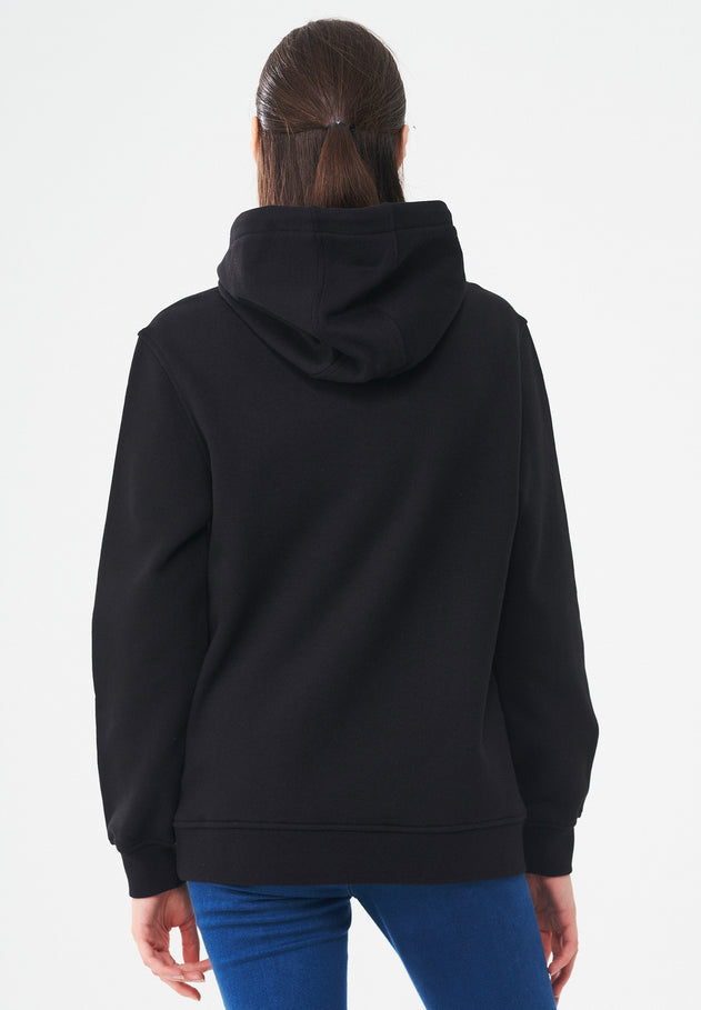 Women's Organic Cotton Hoodie With Kangaroo Pocket Black