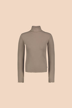 Rib Rollneck Long Sleeve Taupe