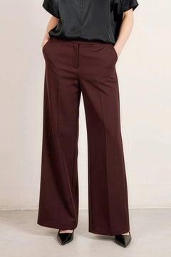 Paris Wide Leg Trousers Burgundy Red - Studio Heijne