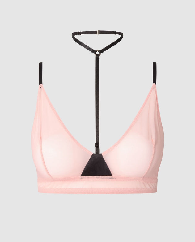 Mesh Strappy Triangle Bralette Powder Pink