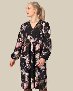 Toive Half-Wrap Dress Peony Farm Black