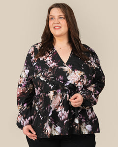 Toive Half-Wrap Shirt Peony Farm Black