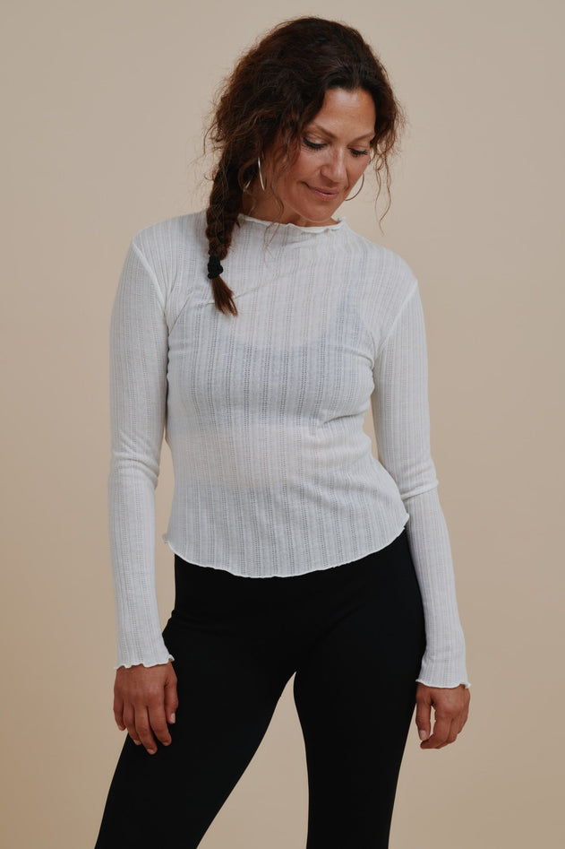 Powder Long-Sleeve Top Shell White