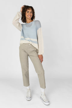 Block Stripe Knit Off-White/Light Blue