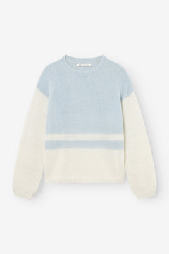 Block Stripe Knit Off-White/Light Blue