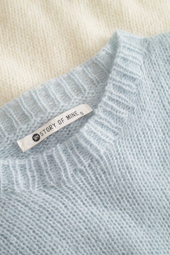 Block Stripe Knit Off-White/Light Blue