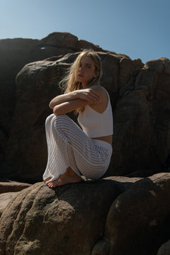 Donna Ribbed Crop Top White