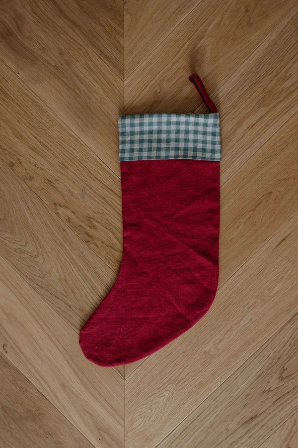 Linen Christmas Stocking Checks & Stripes