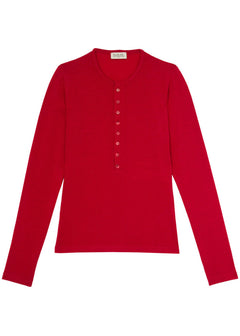 Reese Henley Long Sleeve Top Red