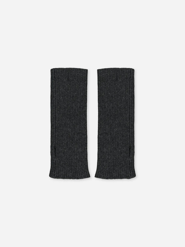 Kids Ribbed Cashmere Hand Warmers Anthracite