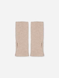 Kids Ribbed Cashmere Hand Warmers Beige