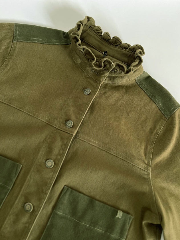 Ruffle Organic Cotton Jacket Dark Green