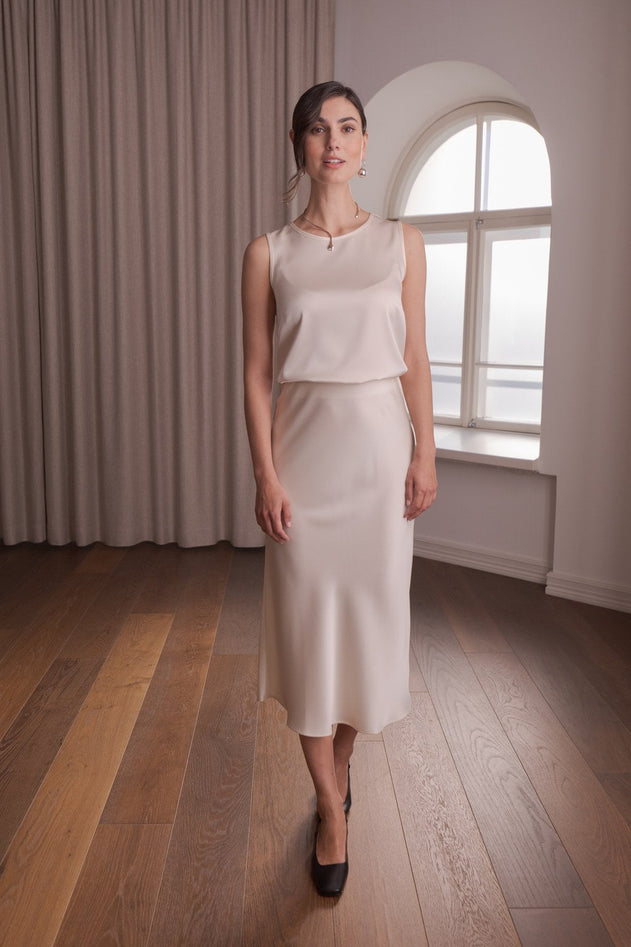 Tia Sleeveless Satin Top Cream