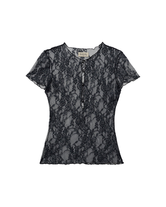 Scarlett Sheer Lace T-Shirt Steel Blue