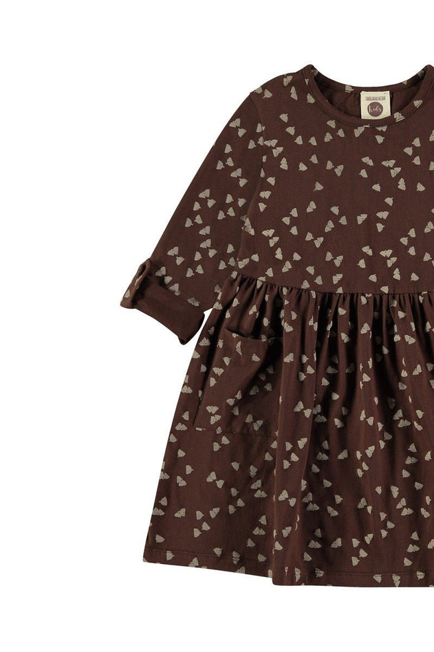 Lasten Sally Oversize Taskullinen Puuvillamekko Ruskea