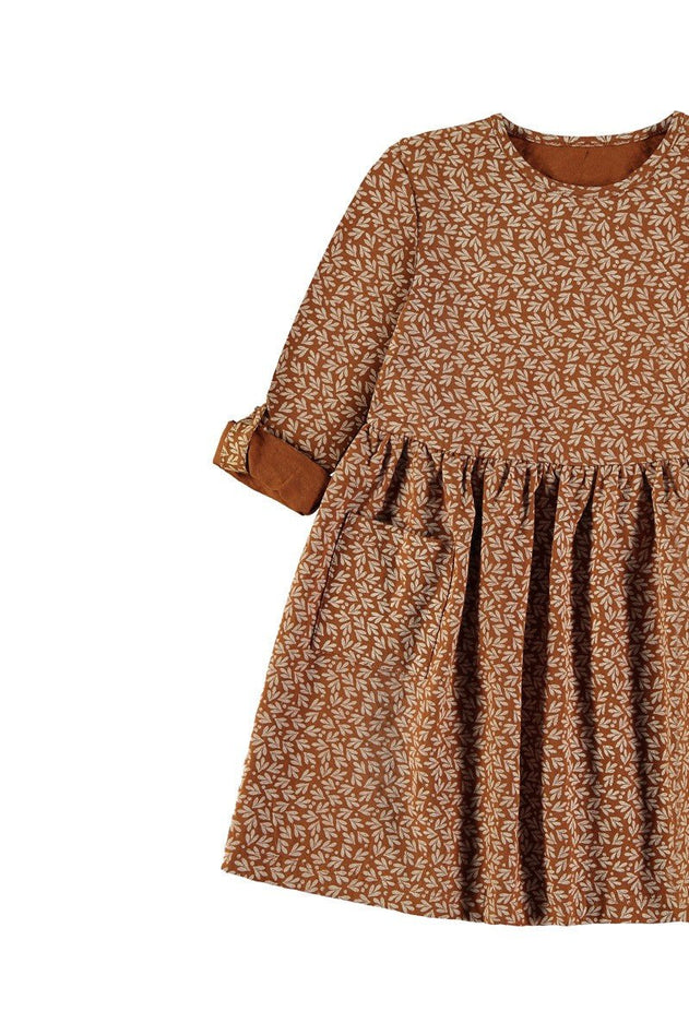 Lasten Sally Oversize Taskullinen Puuvillamekko Terrakotta