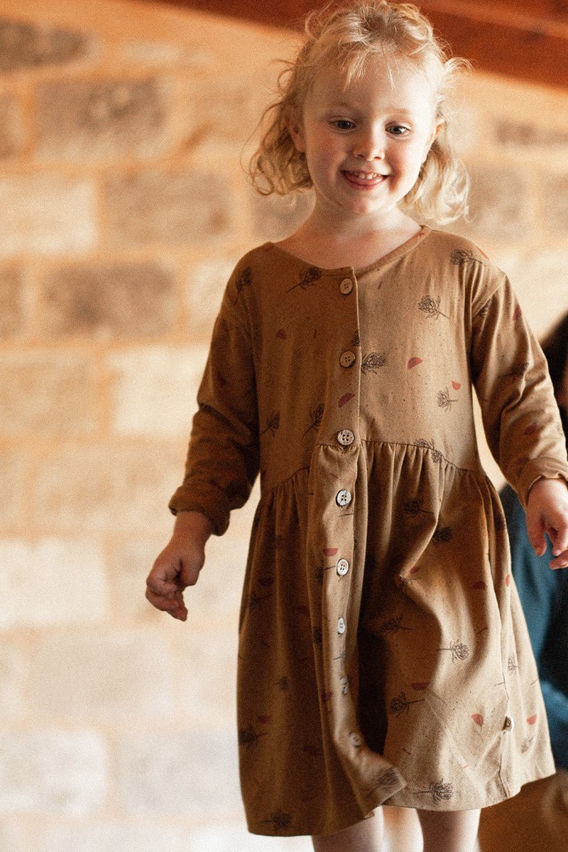 Kids' Sabrina Oversize Dress With Dropped Shoulders Mustard
