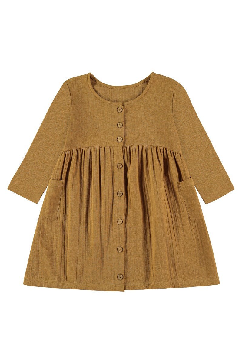 Kids' Simone Dress With Pockets Mustard