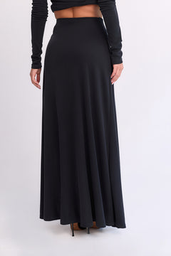 Luna Ribbed Draped Maxi Skirt Steel