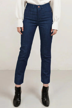 Straight Leg Cropped Jeans Mid Blue - Studio Heijne