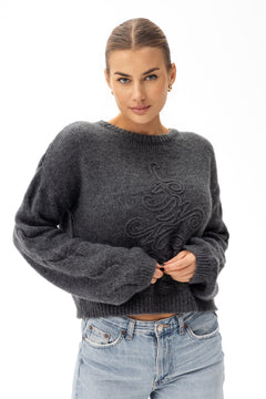 Vero Alpaca Blend Knit Sweater Steel
