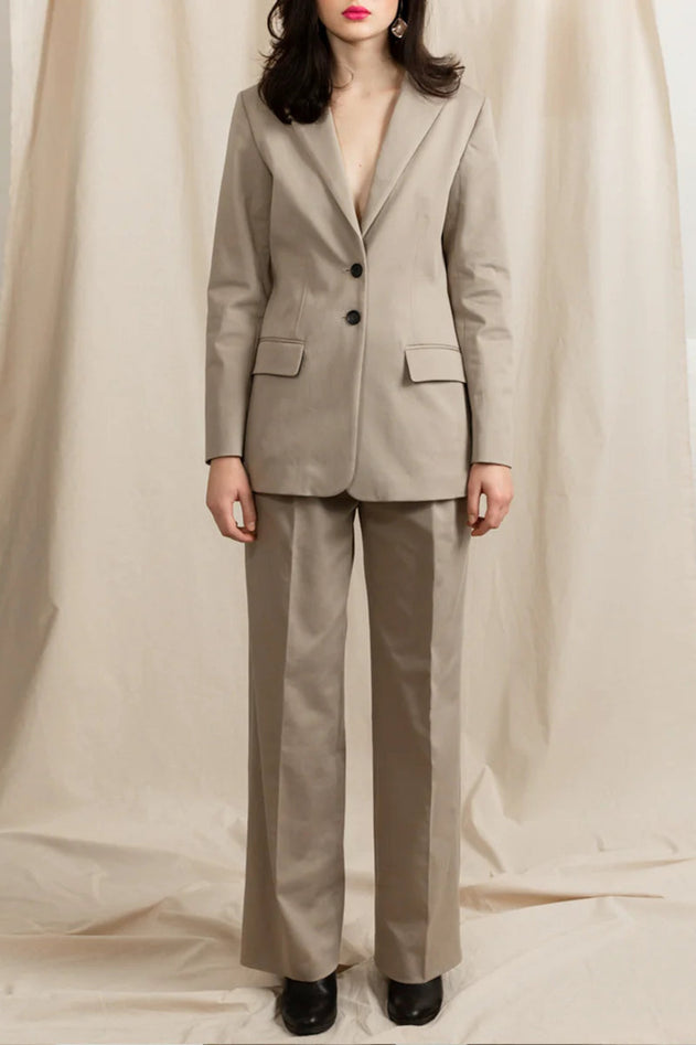Swipe Long Pleated Pants Beige - Studio Heijne