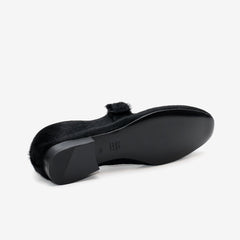 Mary Jane Pony Hair Ballet Flats Black