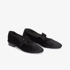 Mary Jane Pony Hair Ballet Flats Black