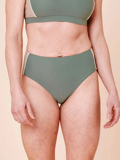 Ubud Colorblock Highwaisted Bikini Bottom Army/Sand