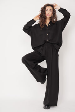 Wide Tencel Trousers Black