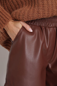 Gia Leather Shorts Brown