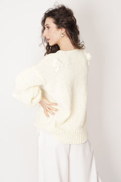 Rose Handmade Knit Sweater Pastel Yellow