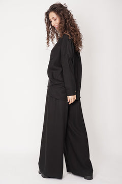 Wide Tencel Trousers Black