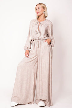 Skye Wide Leg Pants Beige