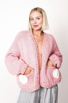 Hand Made Heart Cardigan Pink