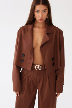 Aspen Cropped Blazer Brown