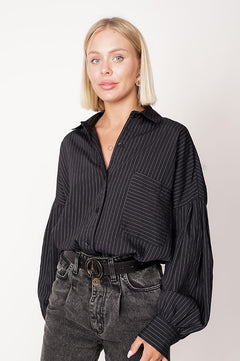 Rea Cotton Shirt Black Striped