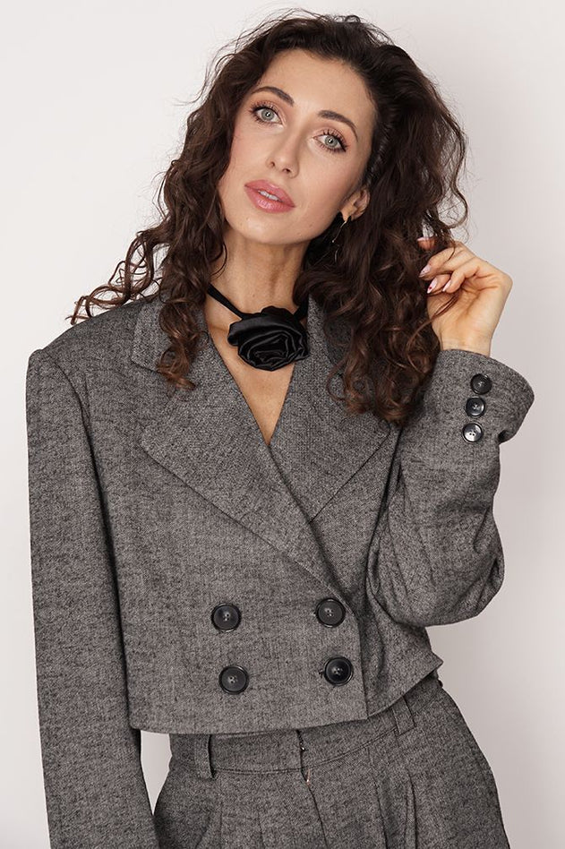 Aspen Cropped Blazer Graphite