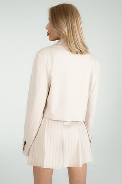 Pleated Mini Skirt Beige