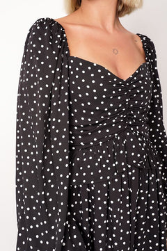 Luisa Polka Dot Dress Black