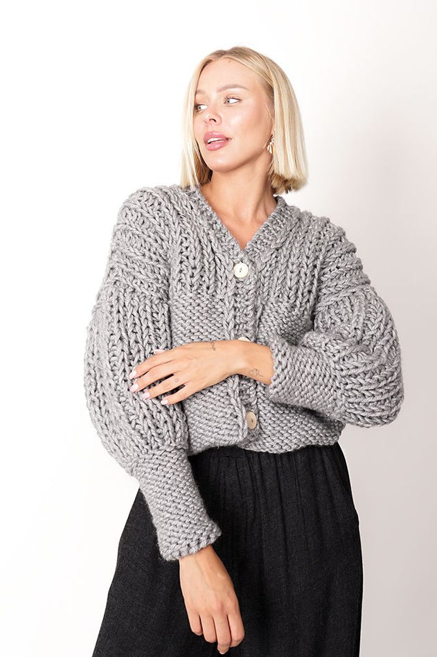 Ava Hand Made Cardigan Grey