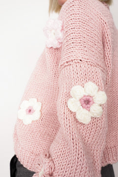 Flower Handmade Cardigan Light Pink