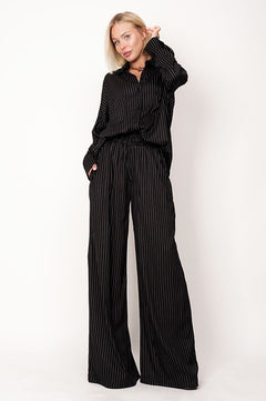 Wide Viscose Trousers Striped