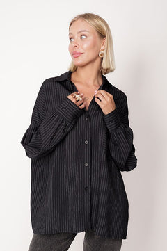 Rea Cotton Shirt Black Striped