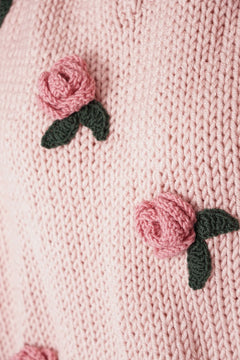 Rose Handmade Knit Sweater Pink