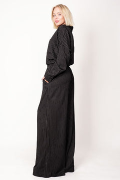 Wide Viscose Trousers Striped