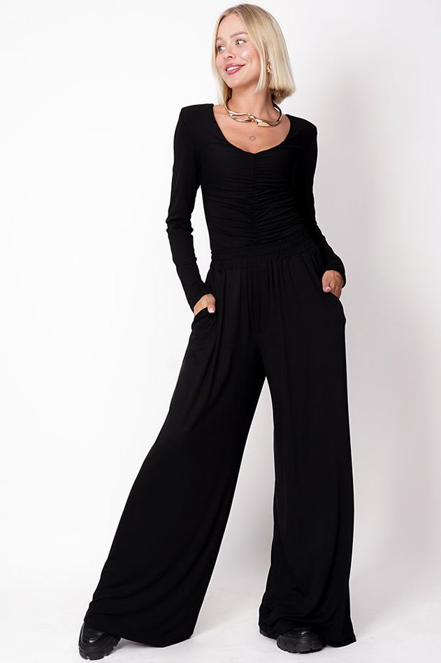 Wide Bamboo Trousers Black